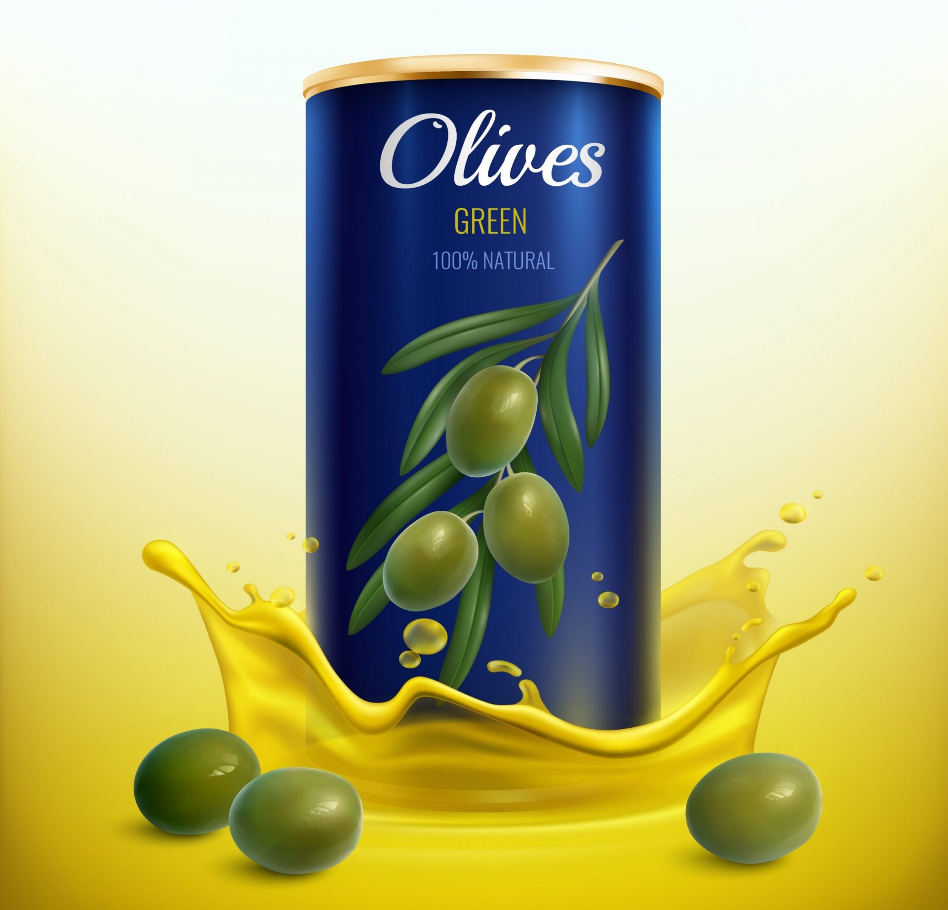 Realistic Canned Olives Advertising Composition